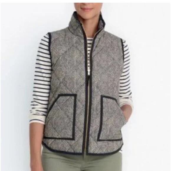 J.Crew Herringbone Preppy Puffer Vest Size Small - Picture 1 of 8